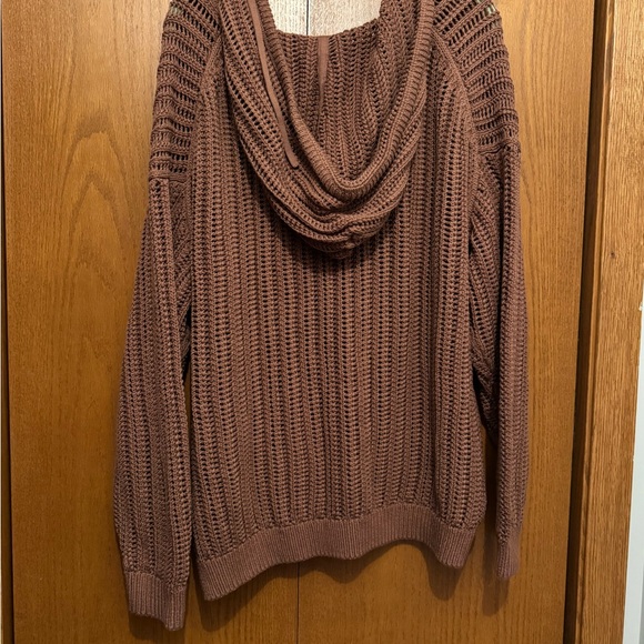 Aritzia Wilfred Free Cardan Hoodie Women's Brown Knit Hooded Sweater - Picture 3 of 3